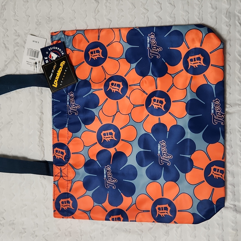 Loudmouth Cooperstown Collection Detroit Tigers Flower Power Retro Tote Bag NWT